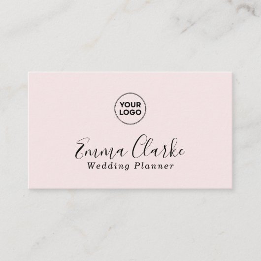 Minimalist Pink Wedding Scan Code Business Card 名刺 (正面)