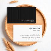 Minimalist Pinstripe Black & White Business Card 名刺