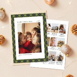 Minimalist Plaid Christmas Year Review Photo シーズンカード