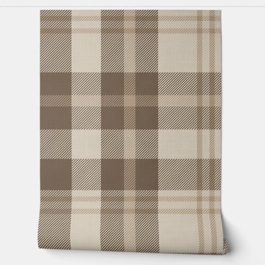 Minimalist Plaid in Cream and Taupe 壁紙 (ほどく)