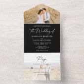 Minimalist Plain Black White2 Photo Rsvp Wedding オールインワン招待状 (内側)