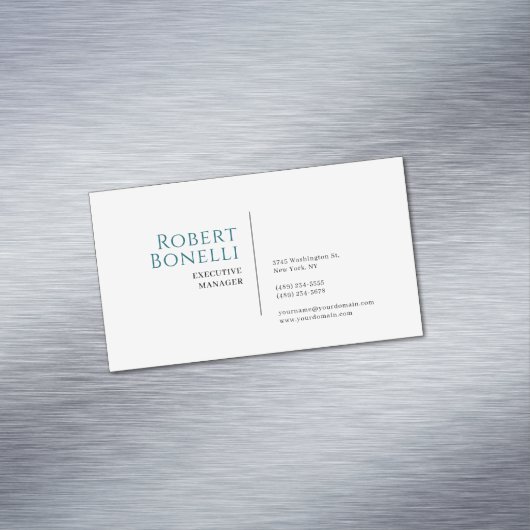 Minimalist Plain Blue & White Modern  マグネット名刺 (インサイチュ)