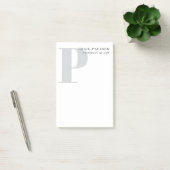 Minimalist Plain Modern Grey Monogram Name Title ポストイット (オフィス)