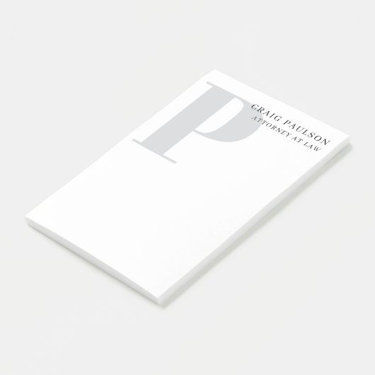 Minimalist Plain Modern Grey Monogram Name Title ポストイット (アングル)
