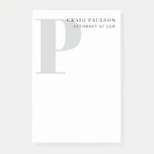 Minimalist Plain Modern Grey Monogram Name Title ポストイット (正面)