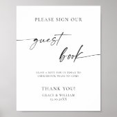 Minimalist Please Sign Our Guestbook Wedding Sign ポスター (正面)