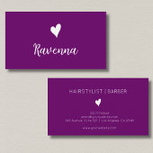 Minimalist Plum Purple White Heart Barber Name 名刺