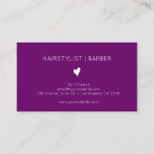 Minimalist Plum Purple White Heart Barber Name 名刺 (裏面)