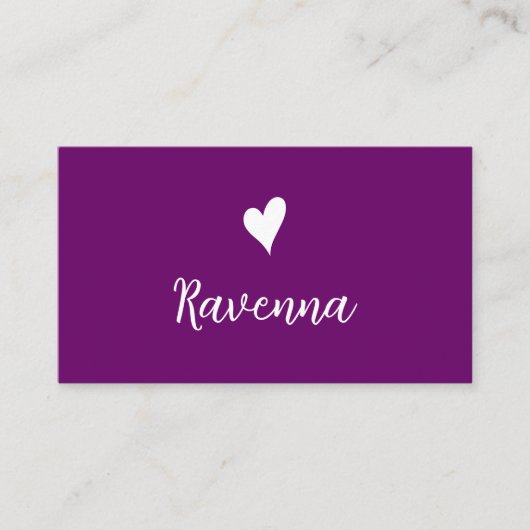 Minimalist Plum Purple White Heart Barber Name 名刺 (正面)