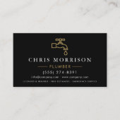 Minimalist Plumber Black Gold QR Code 名刺 (正面)