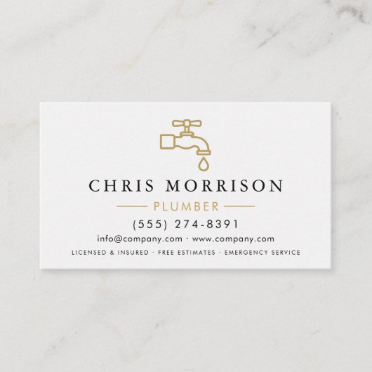 Minimalist Plumber White Gold QR Code 名刺 (正面)