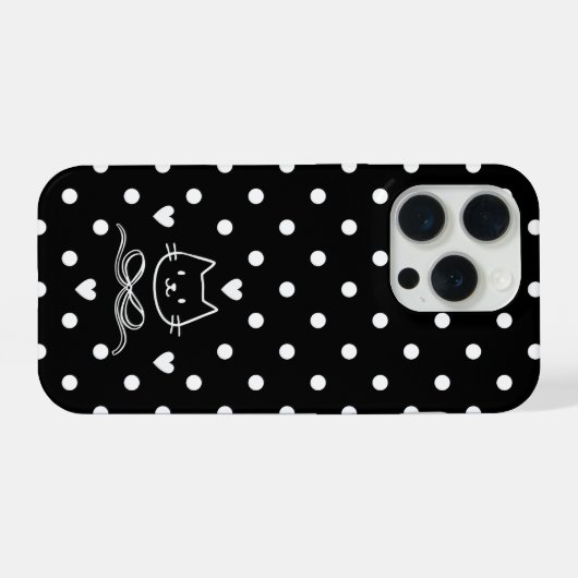 Minimalist Polka Dot Cat iPhoneケース (裏面横)