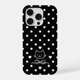 Minimalist Polka Dot Cat iPhone 15 Proケース