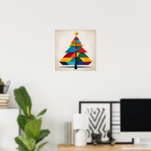 Minimalist Pop Art Geometric Christmas Tree ポスター (ホームオフィス)