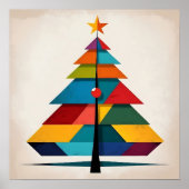 Minimalist Pop Art Geometric Christmas Tree ポスター (正面)