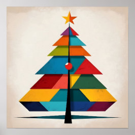 Minimalist Pop Art Geometric Christmas Tree ポスター