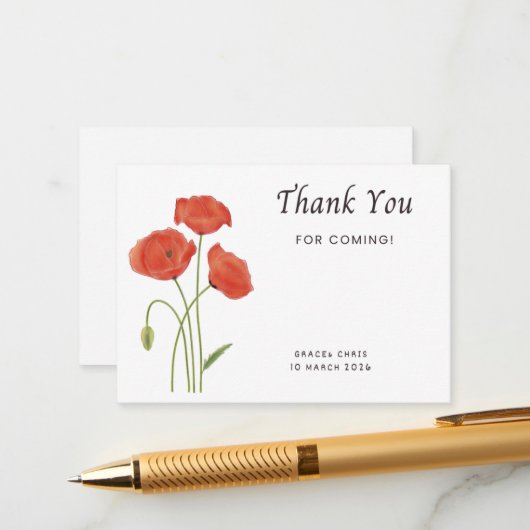 Minimalist Poppy Thank You Note | Customizable Eve エンクロージャーカード (正面/裏面インサイチュ)