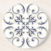 Minimalist Portuguese  Blue and White Classic Patt コースター (正面)