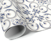 Minimalist Portuguese  Blue and White Classic Patt ラッピングペーパー (ロールコーナー)