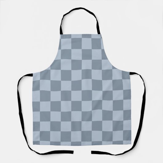 Minimalist Powder Blue Checkerboard Pattern エプロン (正面)