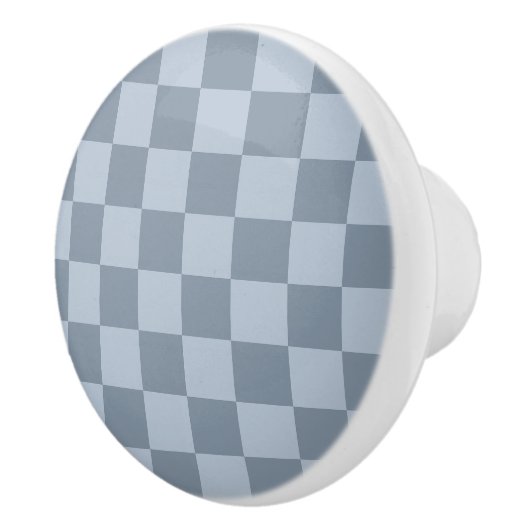 Minimalist Powder Blue Checkerboard Pattern セラミックノブ (右)