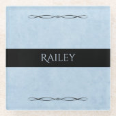 Minimalist Powder Blue Modern Office ガラスコースター (正面)