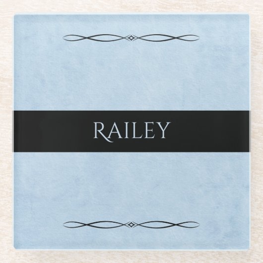 Minimalist Powder Blue Modern Office ガラスコースター (正面)