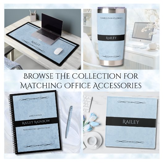 Minimalist Powder Blue Modern Office ガラスコースター