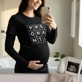 Minimalist Pregnant Geometric Squares | 妊娠報告 トライブレンドＴシャツ