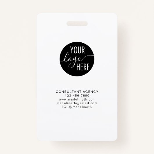 Minimalist Professional Back Logo Company ID Badge バッジ (裏面)