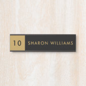 Minimalist Professional Black & Gold Employee Name サインプレート (正面)