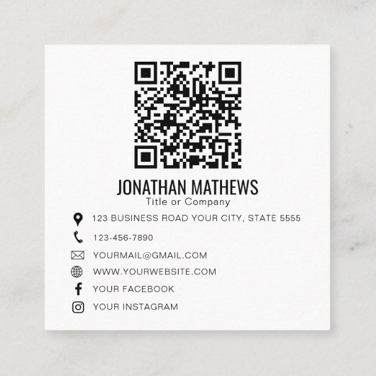 Minimalist Professional Company Logo QR Code スクエア名刺 (裏面)