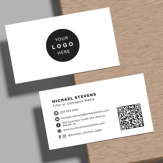 Minimalist professional company logo QR code  名刺