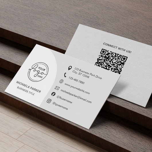 Minimalist Professional Custom Logo Icons QR Code 名刺