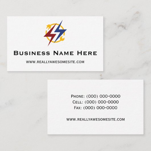 Minimalist Professional Electrician Business Card 名刺 (正面/裏面)