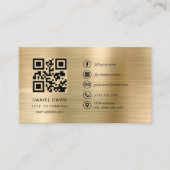 Minimalist Professional Faux Gold Logo QR Code  名刺 (正面)