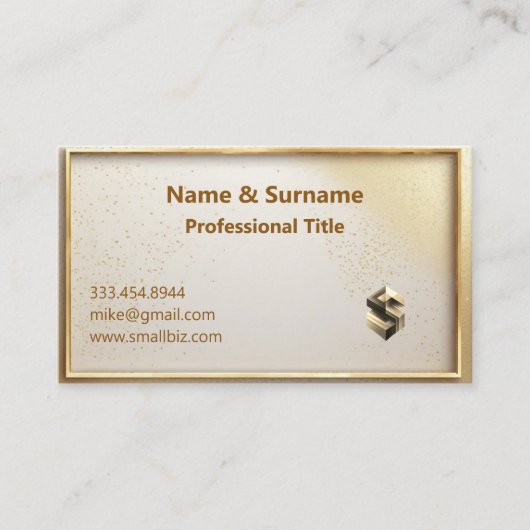 Minimalist Professional Faux Gold Metallic Glitter 名刺 (正面)