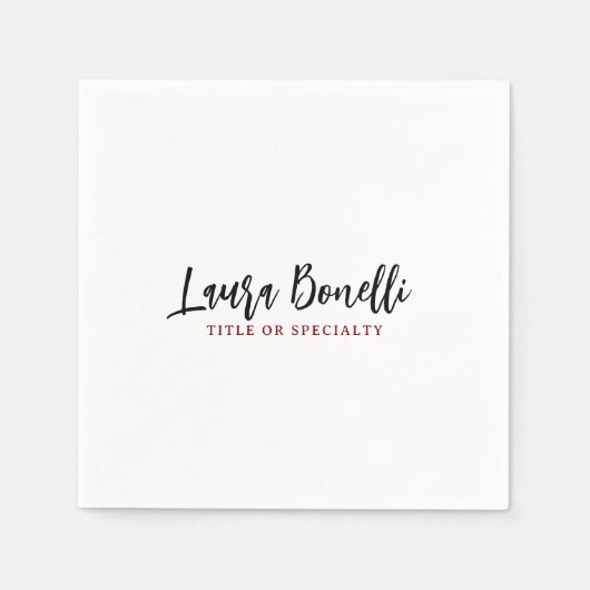 Minimalist Professional Handwrite Plain Name Title スタンダードカクテルナプキン (正面)