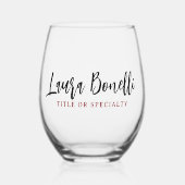 Minimalist Professional Handwrite Plain Name Title ステムなしワイングラス (正面)