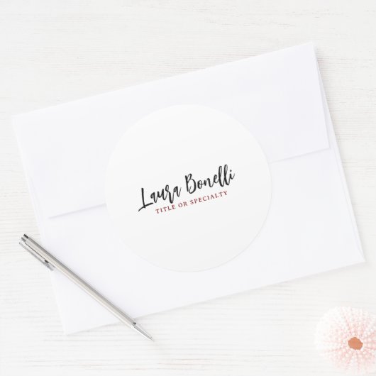 Minimalist Professional Handwrite Plain Name Title ラウンドシール (封筒)