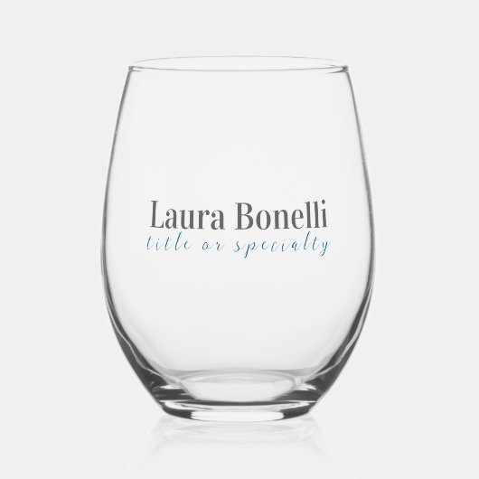 Minimalist Professional Modern Plain Name Title ステムなしワイングラス (正面)