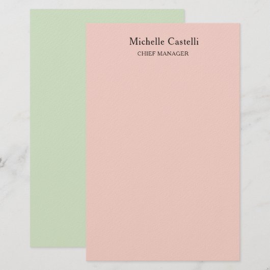Minimalist Professional Unique Classical Pastel 便箋 (正面/裏面)