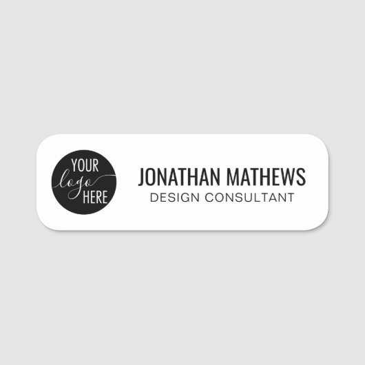 Minimalist Professional White Company Logo 名札 (正面)