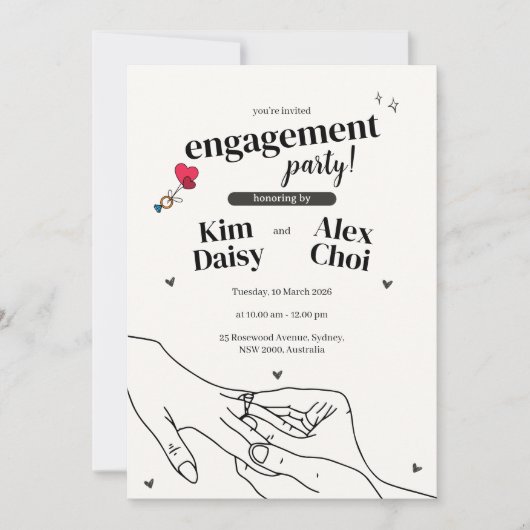 Minimalist Proposal Elegant Invite | 婚約 (正面)