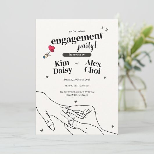 Minimalist Proposal Elegant Invite | 婚約 (スタンド正面)