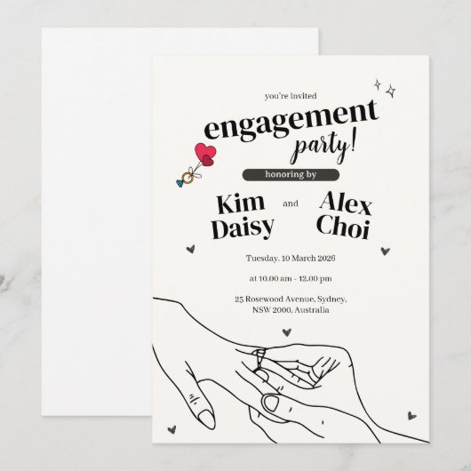 Minimalist Proposal Elegant Invite | 婚約 (正面/裏面)