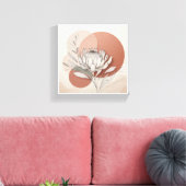 Minimalist Protea Botanical Art - Elegant Line Ill キャンバスプリント (インサイチュ (リビング))