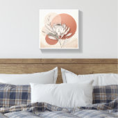 Minimalist Protea Botanical Art - Elegant Line Ill キャンバスプリント (インサイチュ (寝室))