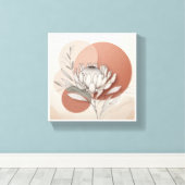 Minimalist Protea Botanical Art - Elegant Line Ill キャンバスプリント (インサイチュ (ウッドフロア))