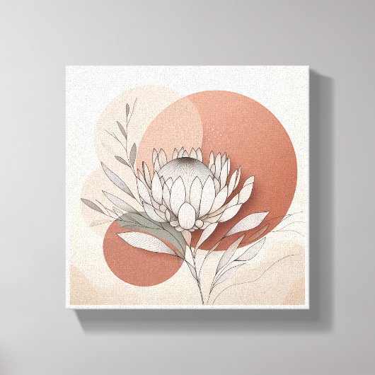 Minimalist Protea Botanical Art - Elegant Line Ill キャンバスプリント (正面)